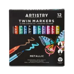 12 marqueurs doubles metalliques