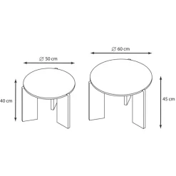 2 tables bois / effet travertin