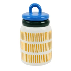 Bocal a rayures jaune et bleu +