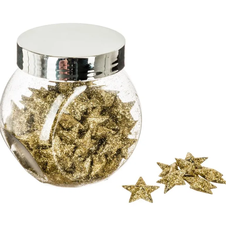 Bocal deco etoile paillette dore