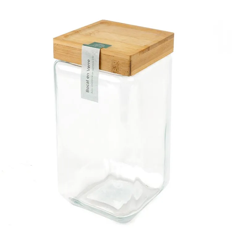 Bocal verre bouchon bambou 2.1l