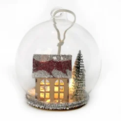 Boule verre maison lumineuse