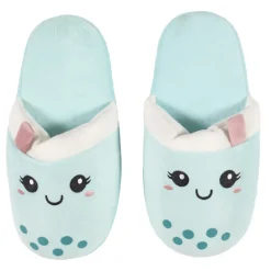Chaussons beige/bleu kawaii