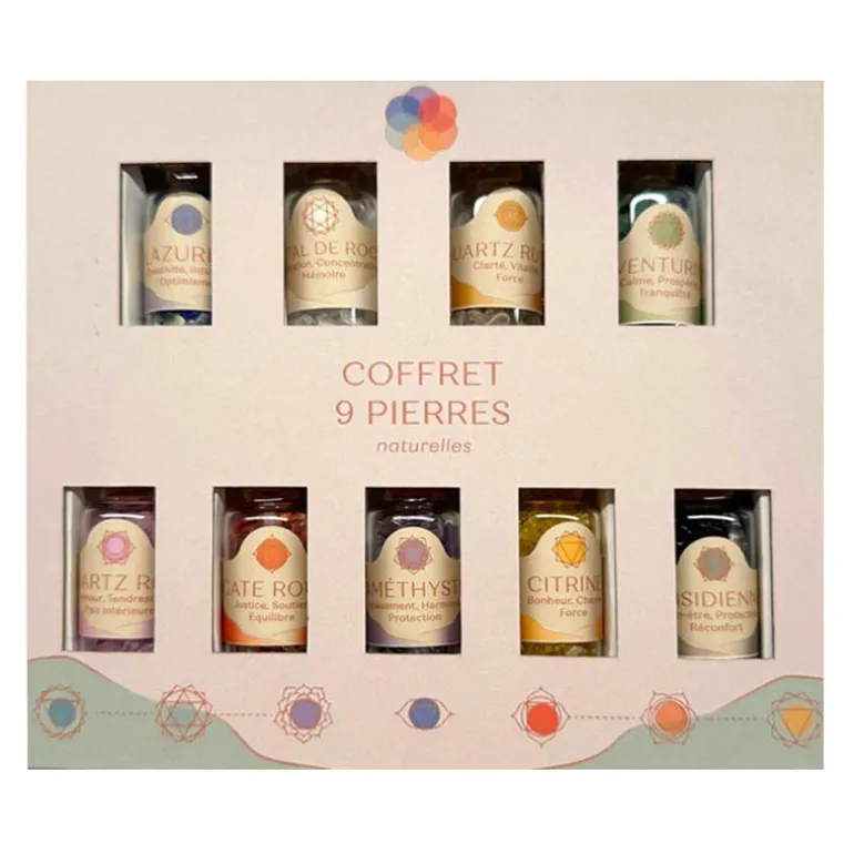 Coffret 9 bouteilles en pierres
