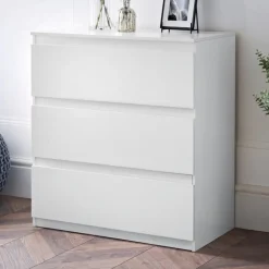 Commode 3 tiroirs blanc m
