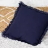 Coussin a franges 45x45cm indigo
