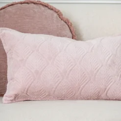 Coussin leaf 50x30cm velours blu