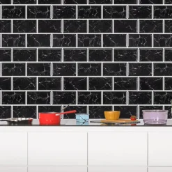 Credence adhesive marbre noir x5