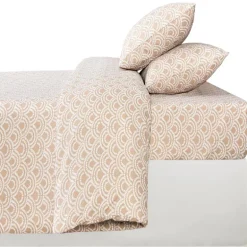 Drap housse 90x190 imprime beige