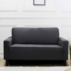 Housse de canape uni 2p gris ant