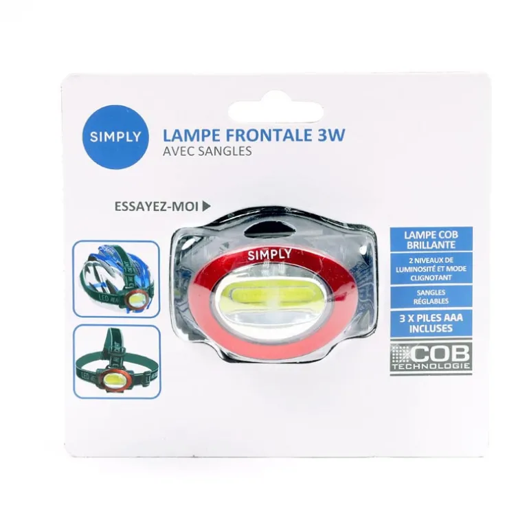 Lampe frontale led cob 3w simply