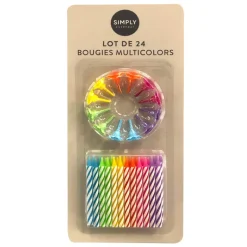 Lot de 24 bougies multicolors