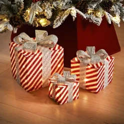 Lot de 3 cadeaux en led rouge et