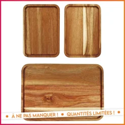 Lot de 3 plateaux en acacia