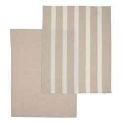 Lot de 2 torchons beige et creme