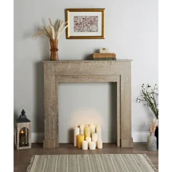 Manteau de cheminee fini bois