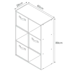 Meuble 6 cubes blanc 3 panieres