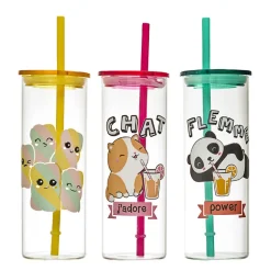 Mug en verre avec paille 45cl ka