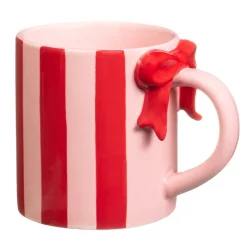 Mug rose et rouge cotele noeud
