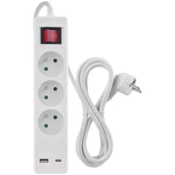 Multiprise 3 prises +1 usb+ 1 us