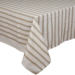 Nappe rayee motifs blanc/ marron