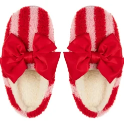 Pantouffle bouclette avec rayure