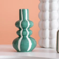 Petit vase raye vert