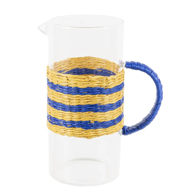 Pichet en verre cerclage paille