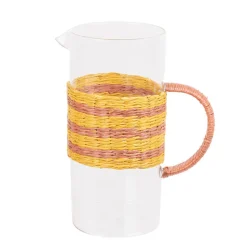 Pichet en verre cerclage paille