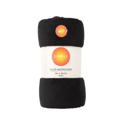 Plaid microfibre noir 130x180