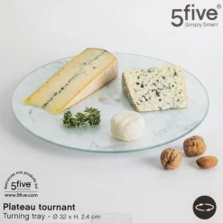 Plat tournant verre effet marbre