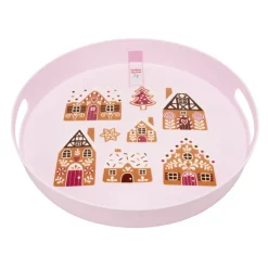 Plateau rose motif noel d26cm