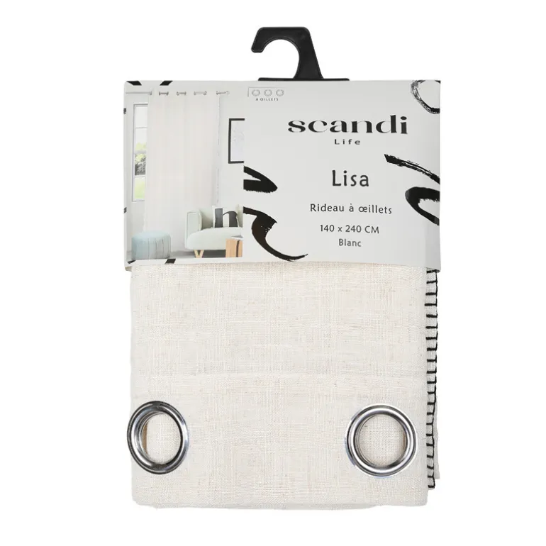 Rideau lisa effet lin blanc 140x
