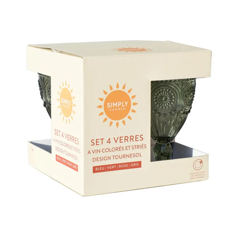 Set 4 verres a vin colores strie