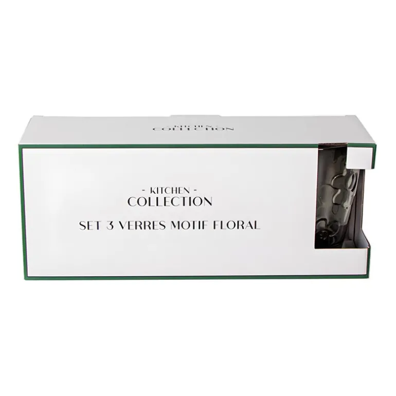 Set 3 verres motif floral