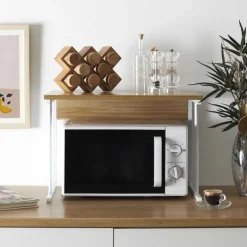 Support micro ondes metal blanc