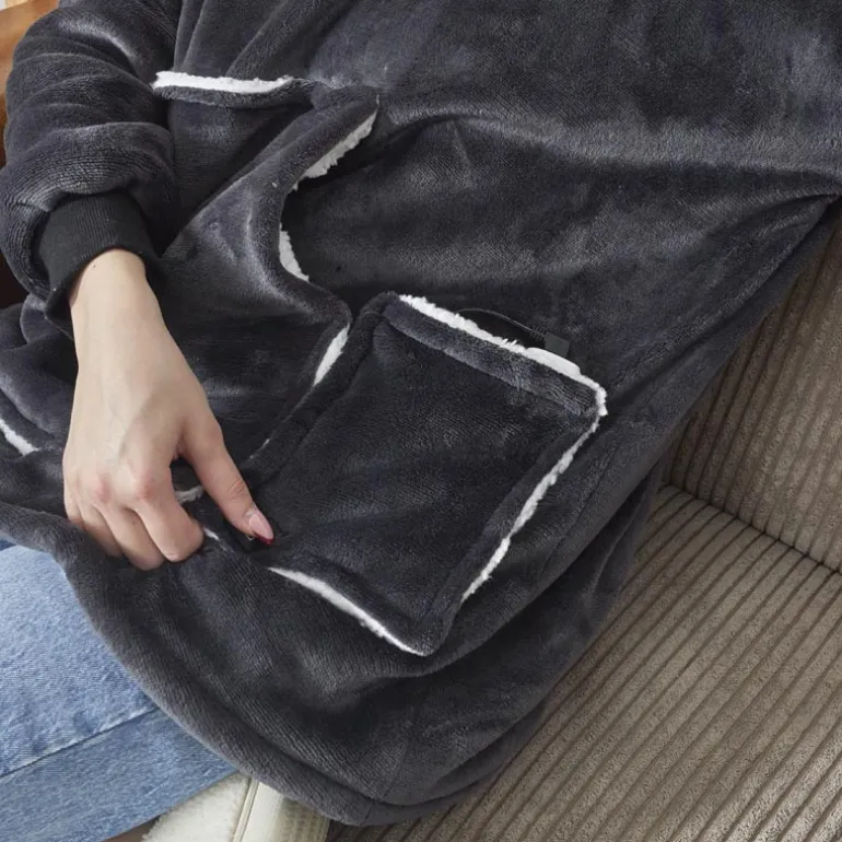 Sweat plaid chauffant gris