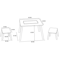 Table & 2 tabourets plateau