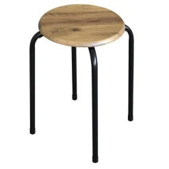 Tabouret assise col bois fonce