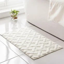 Tapis de bain croisillons ecru