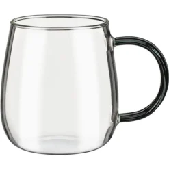 Tasse en verre anse coloree