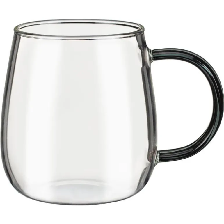 Tasse en verre anse coloree