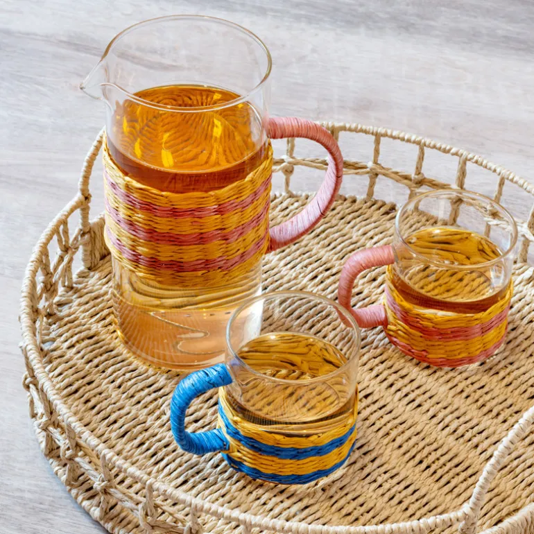 Tasse en verre cerclage paille