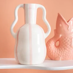 Vase raye avec anses