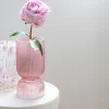Vase strie base transparent