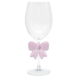 Verre a vin avec noeud rose 3d