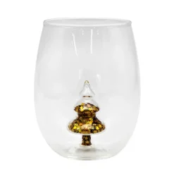 Verre bas avec figurine sapin 3d